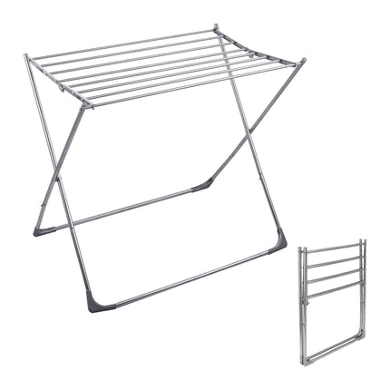 Stainless Steel Folding Drying Rack, 8 Bars, Silver