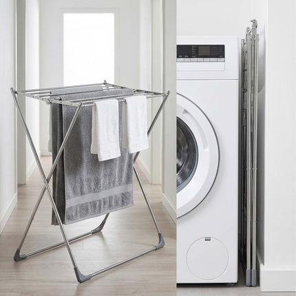 Stainless Steel Folding Drying Rack, 8 Bars, Silver