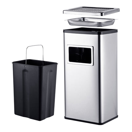 Stainless Steel Freestanding Ashtray with Bin