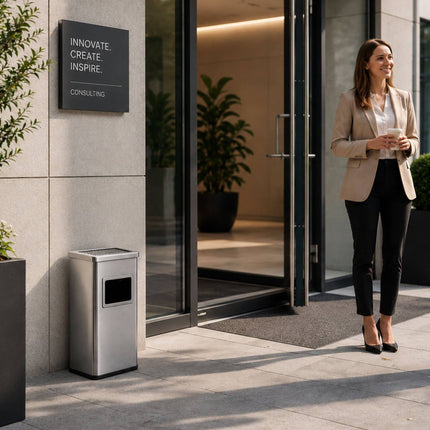 Stainless Steel Freestanding Ashtray with Bin