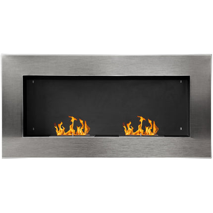 Stainless steel Wall-mounted Bioethanol Fireplace 110x54x14 Cm