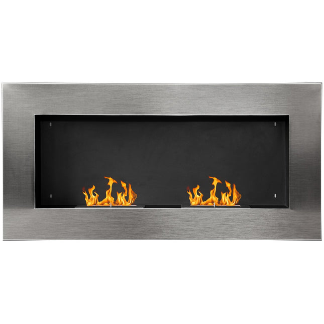 Stainless steel Wall-mounted Bioethanol Fireplace 110x54x14 Cm
