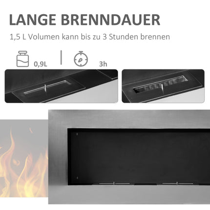 Stainless steel Wall-mounted Bioethanol Fireplace 110x54x14 Cm