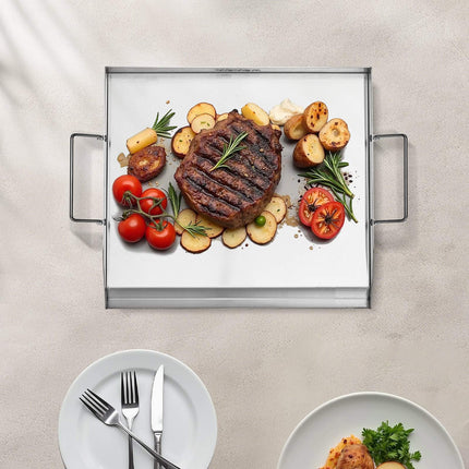 Stainless Steel Griddle Plate 18x16 in, With Handle