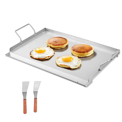 Stainless Steel Grill Griddle Plate, 23x16 Inch, Handles