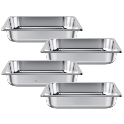 Stainless Steel Hotel Pans, 1/2 Size, 2.5 in Deep, 4-Pack