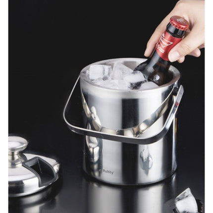 Stainless Steel Ice Bucket Set with Tongs and Spoon, 1.3L