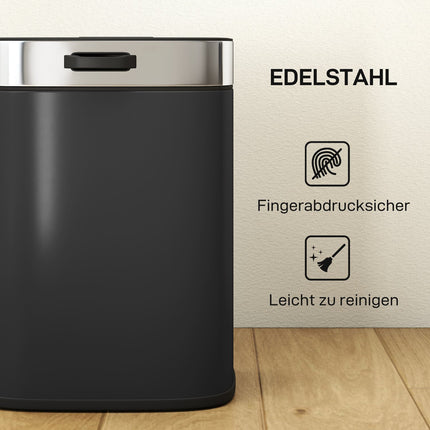 Stainless Steel Kitchen Trash Can, Removable Inner Bin, Black