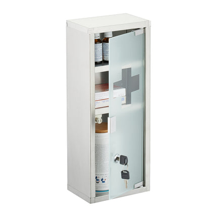 Stainless Steel Medicine Cabinet with Lock, 3 Compartments