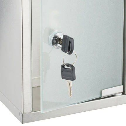 Stainless Steel Medicine Cabinet with Lock, 3 Compartments