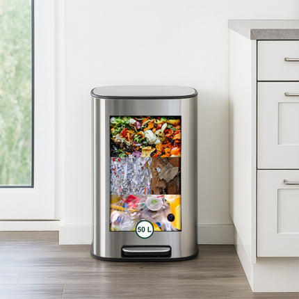 Stainless Steel Pedal Bin, 50L, Soft-Close Lid
