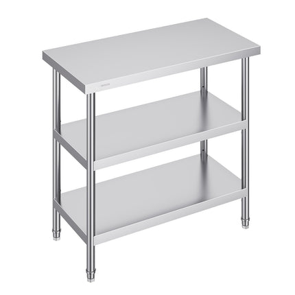 Stainless Steel Prep Table, 18 x 36 in, 3-Tier