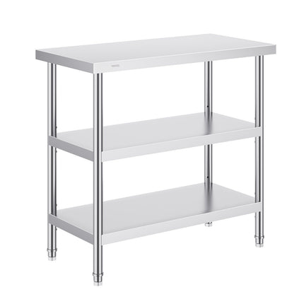 Stainless Steel Prep Table, 18 x 36 in, 3-Tier