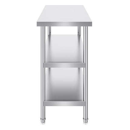 Stainless Steel Prep Table, 18 x 48 in, 3-Tier