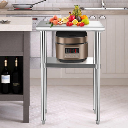 Stainless Steel Prep Table 24x18 in, Adjustable Shelf