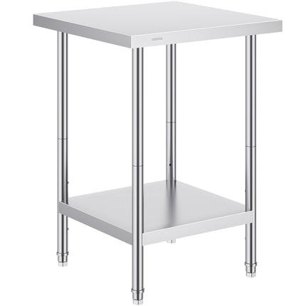 Stainless Steel Prep Table, 24x24x34 In, 3-Level Shelf