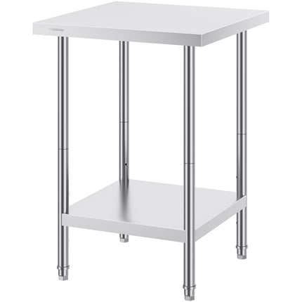 Stainless Steel Prep Table, 24x24x34 In, 3-Level Shelf