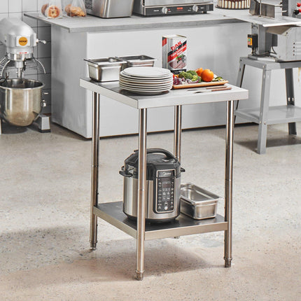 Stainless Steel Prep Table, 24x24x34 In, 3-Level Shelf