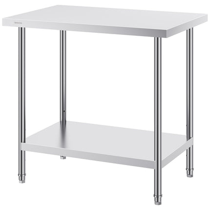 Stainless Steel Prep Table 24 x 36 x 34 in, 3-Level Adjustable