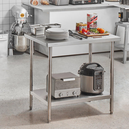 Stainless Steel Prep Table 24 x 36 x 34 in, 3-Level Adjustable