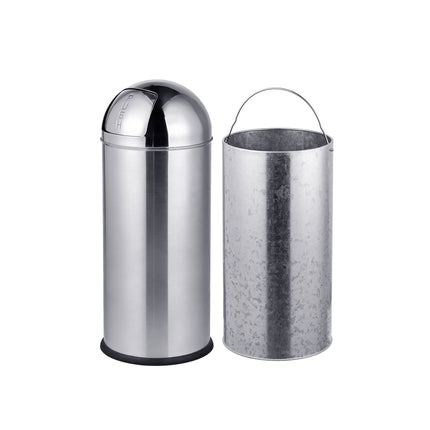 Stainless Steel Push-Lid Bin, 70L, Silver