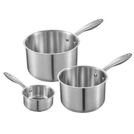 Stainless Steel Saucepan Set, 3-Piece, Glass Lids