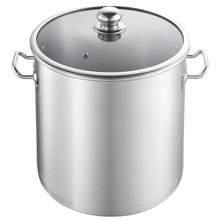 Stainless Steel Stock Pot 21 Qt with Glass Lid, Induction