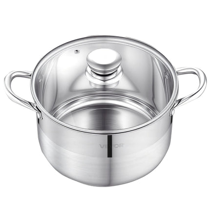 Stainless Steel Stock Pot 8 Qt, Glass Lid, Induction