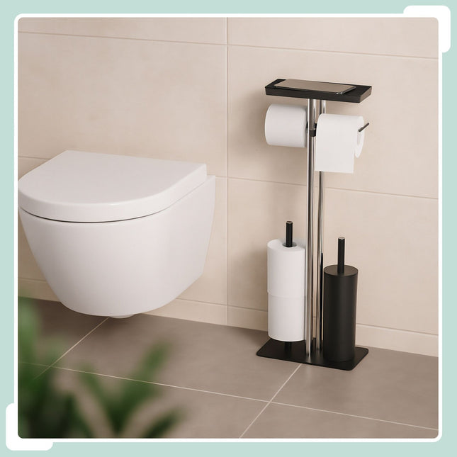 Stainless Steel Toilet Kit with Shelf and Holder