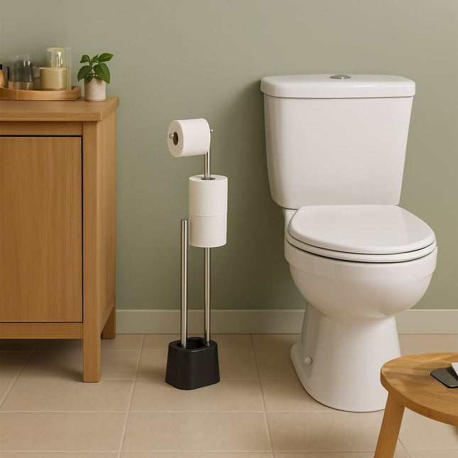 Toiletrolhouder van roestvrij staal met borstel