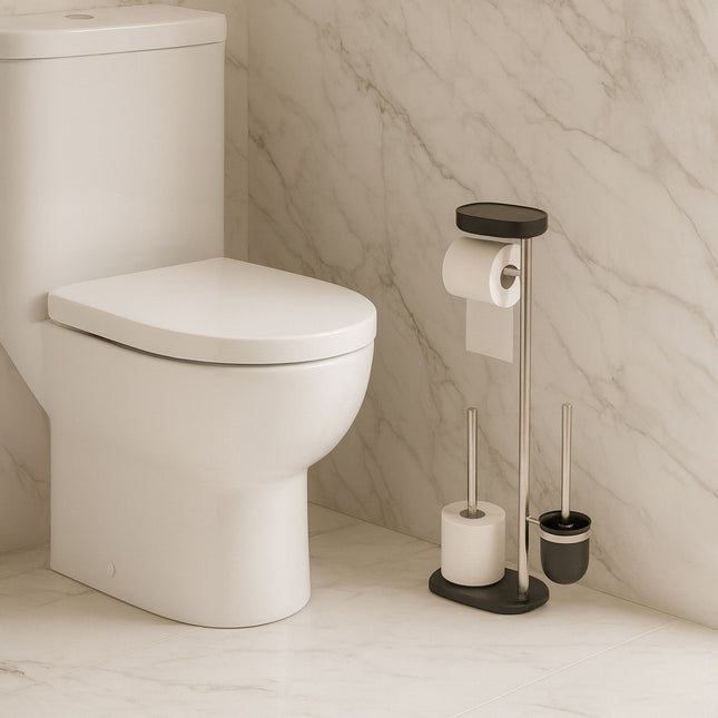 Toiletrolhouder van roestvrij staal met plank
