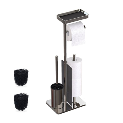 Stainless Steel Toilet Stand with Shelf and Brush