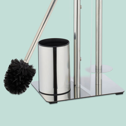 Stainless Steel Toilet Stand with Shelf and Brush