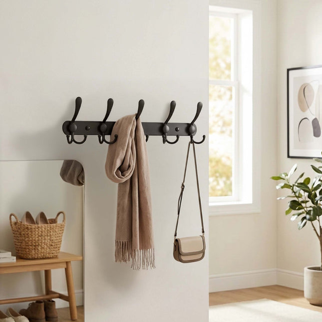 Stainless Steel Wall Coat Hook Rails, Set of 2, Black