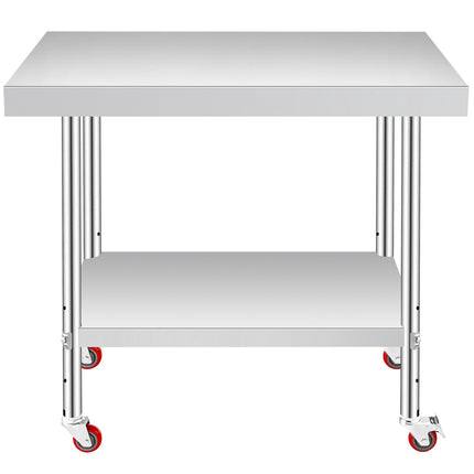 Stainless Steel Work Table 12x24x34, Wheels, 700 Lb Load