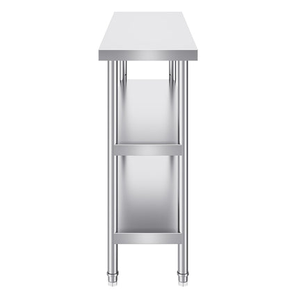 Stainless Steel Work Table, 14 x 48 Inch, 3-Tier