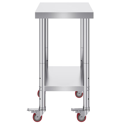 Stainless Steel Work Table 24x18x34, 4 Wheels, 700 lb