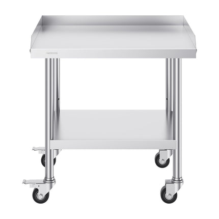 Stainless Steel Work Table 24 x 28 in, Casters, Backsplash