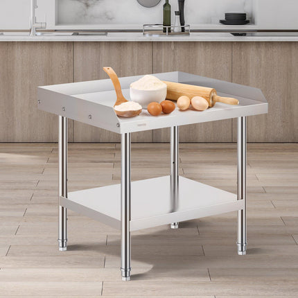 Stainless Steel Work Table 24x28x26 In, 3-Sided Backsplash