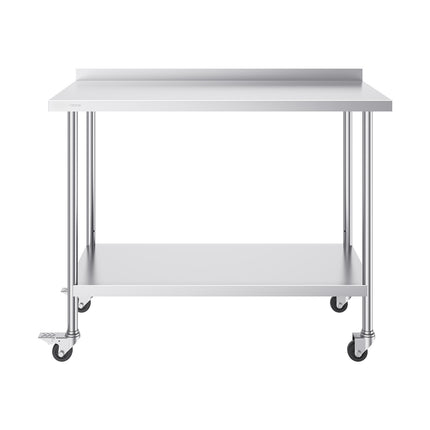 Stainless Steel Work Table 24x48, Casters, Adjustable Shelf