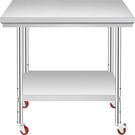 Stainless Steel Work Table 30x24x33in, Wheels, 700lb
