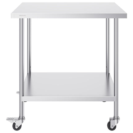 Stainless Steel Work Table 30x36x38, Adjustable Shelf, Wheels