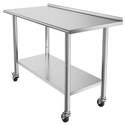 Stainless Steel Work Table 48x24 In With Wheels