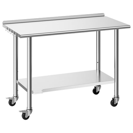 Stainless Steel Work Table 48x24 In With Wheels