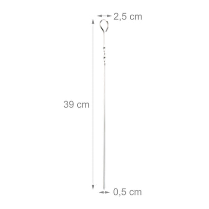Stainless steel barbecue skewers in a set of 20