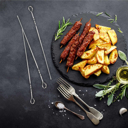 Stainless steel barbecue skewers in a set of 20