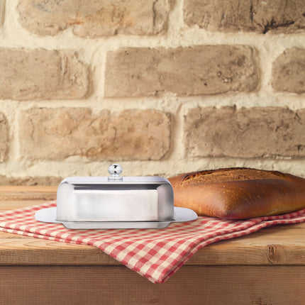 Stainless steel butter dish with lid