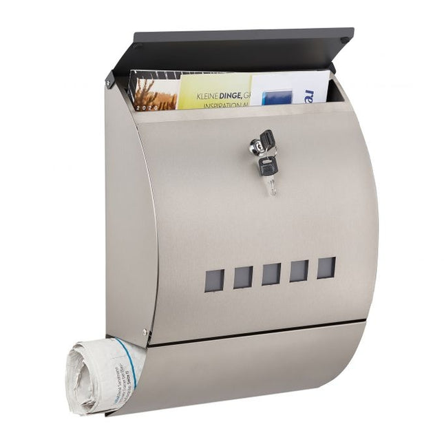 Stainless steel mailbox with magazine compartment