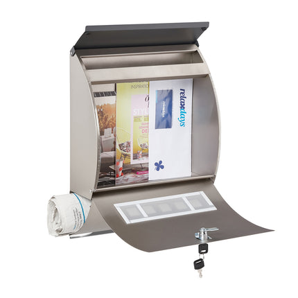 Stainless steel mailbox with magazine compartment