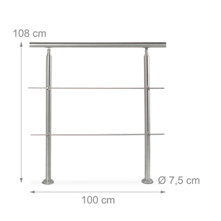 Stainless steel stair railings 1.0m / 2 posts / 2 crossbars